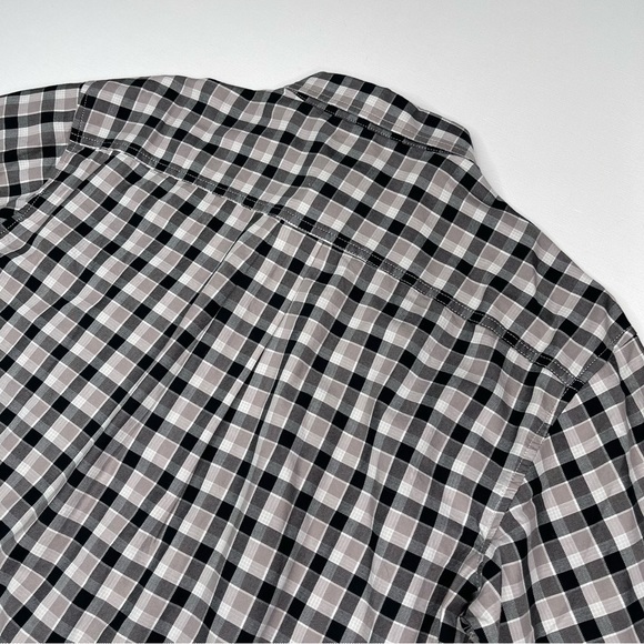 Dickies Shirt Button Plaid Black White Grey Long Sleeve Cotton Outdoor Work - Picture 6 of 16